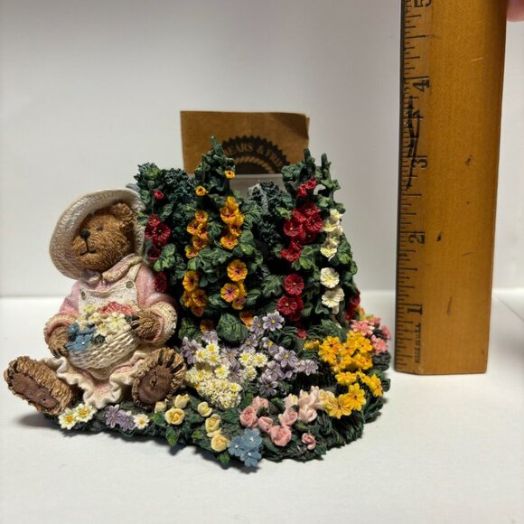 Boyds Bears Bear stone Elizabeth Bearsley Floral Garden Votive Candle 27770 - Picture 14 of 16